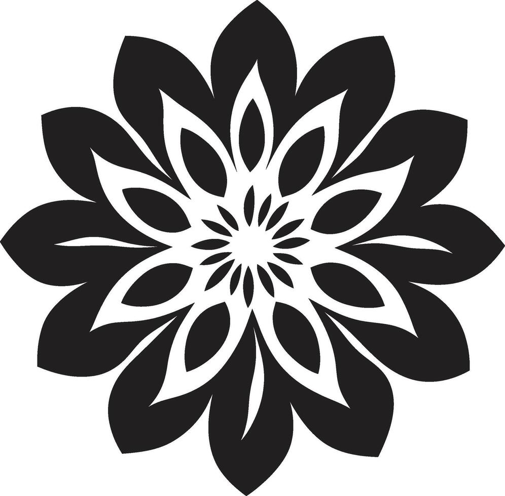 botânico elegância icônico emblema detalhe gracioso flor Preto símbolo detalhe vetor