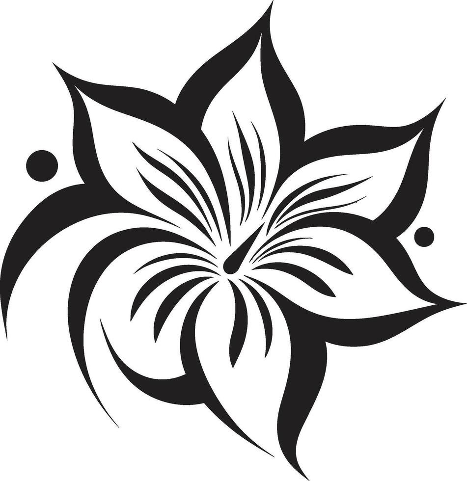 elegante flor ícone monocromático emblema detalhe gracioso flor símbolo à moda marca vetor