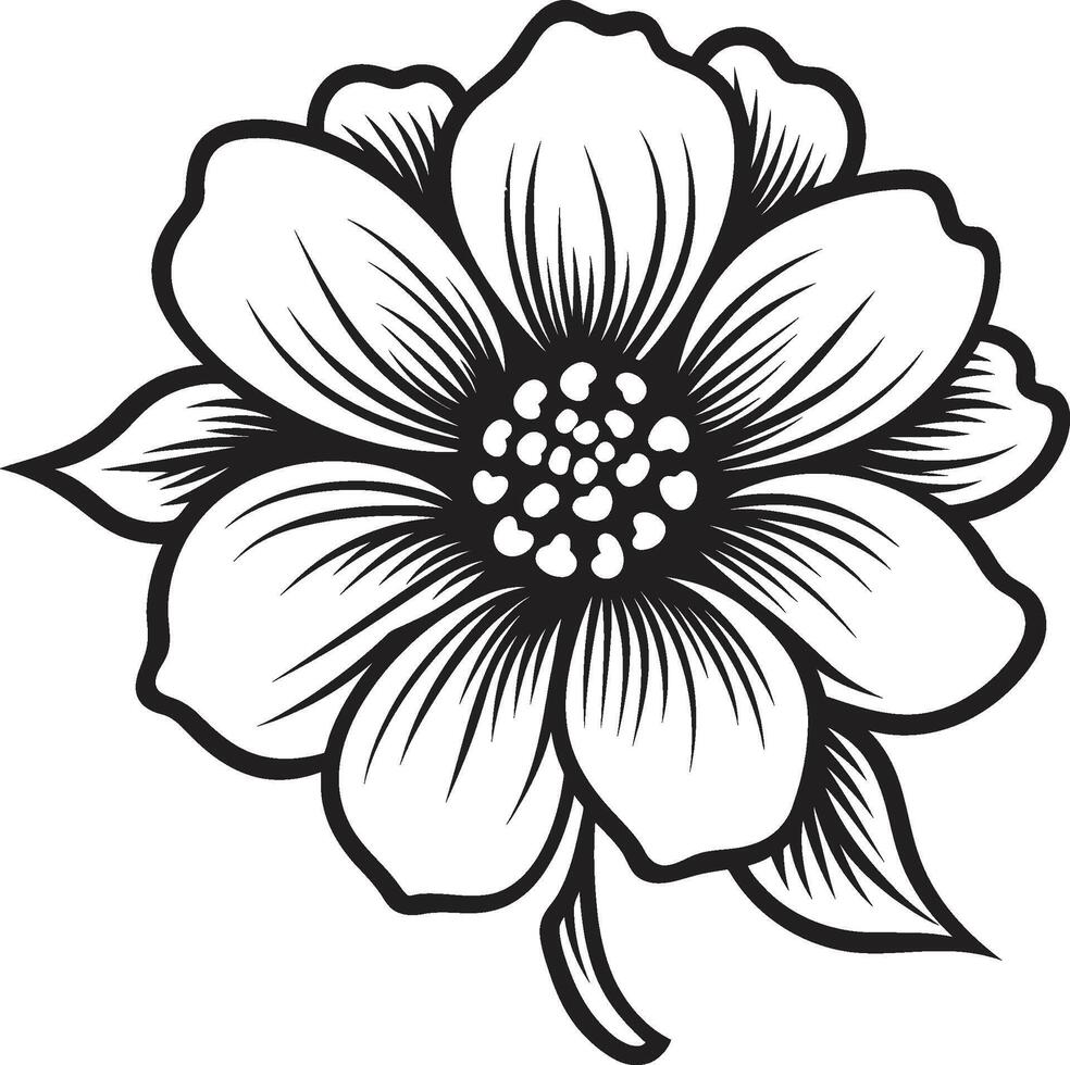 gracioso floral chique elegante Preto ícone arte monocromático pétala emblema Projeto vetor