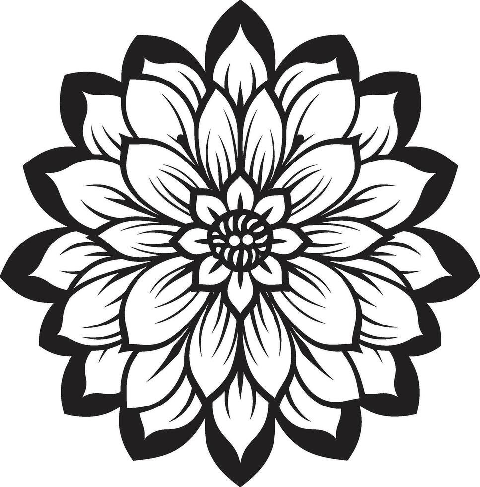 minimalista floral simbolismo à moda ícone arte elegante pétala impressão Preto logotipo vetor