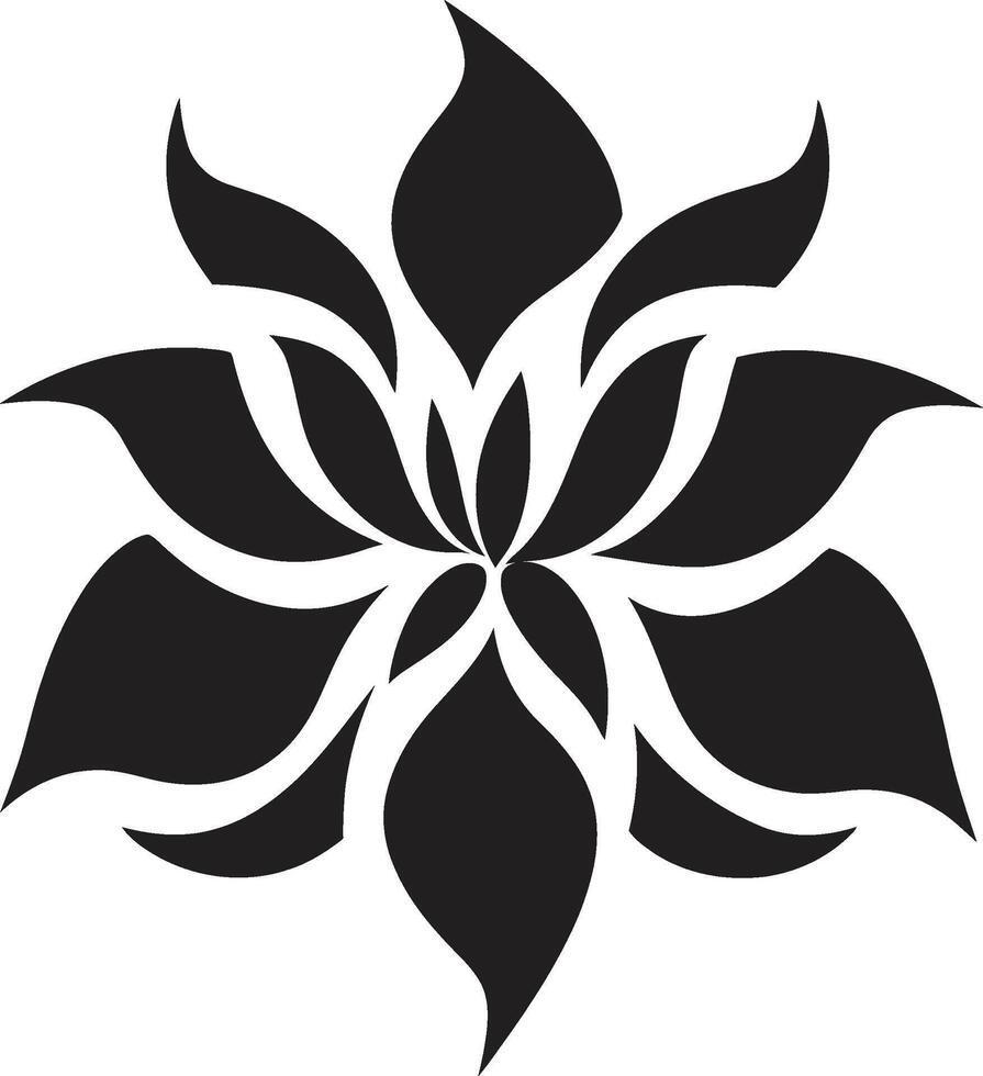monocromático flor detalhe icônico emblemático símbolo à moda Flor emblema Preto icônico detalhe vetor