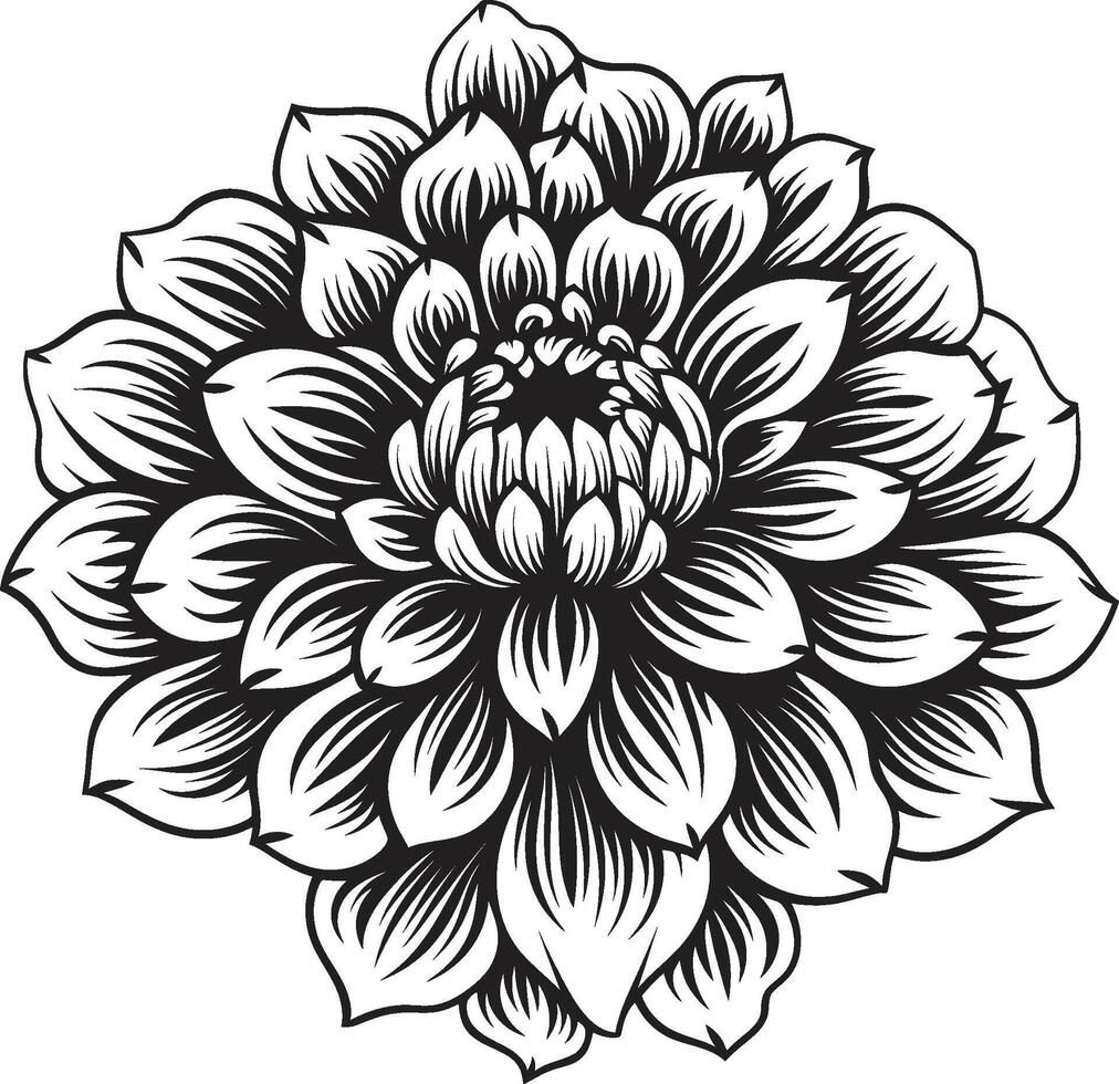 artístico pétala impressão Preto logotipo minimalista flor icônico símbolo vetor