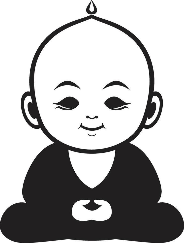 zen jovem Preto Buda emblema Buda bambino desenho animado sereno vetor