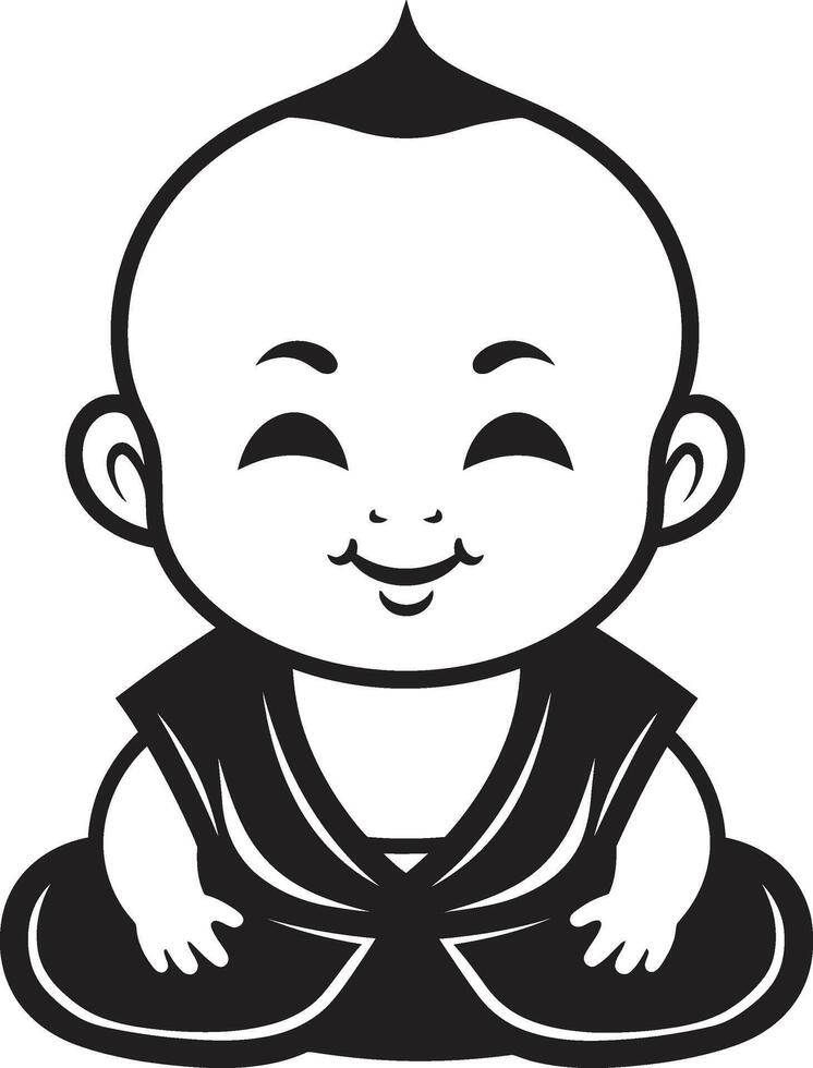 chibi serenidade desenho animado zen Buda felicidade criança Buda vetor