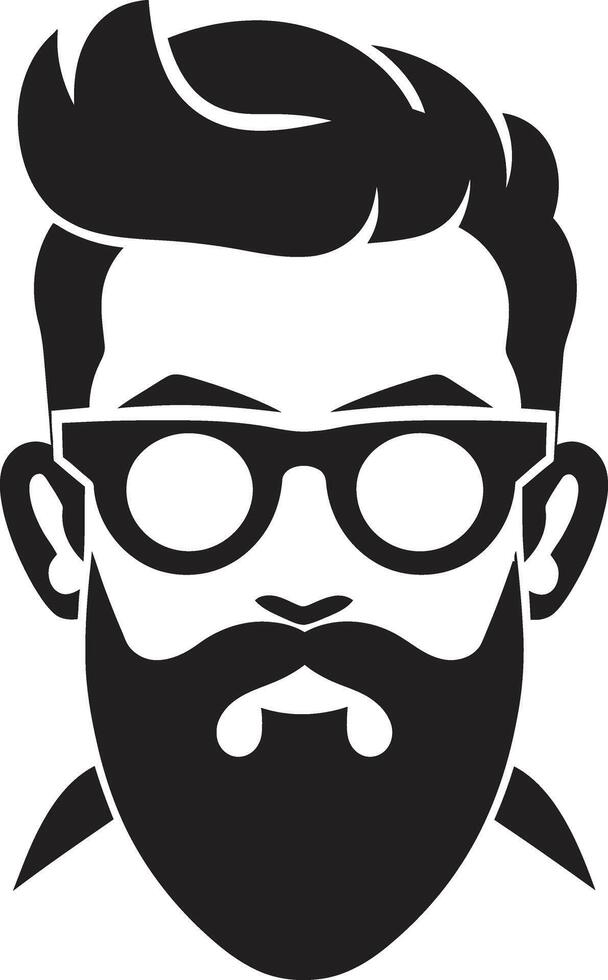 urbano artístico fusão Preto do desenho animado hipster homem face chique minimalista vibração hipster homem face desenho animado dentro Preto vetor