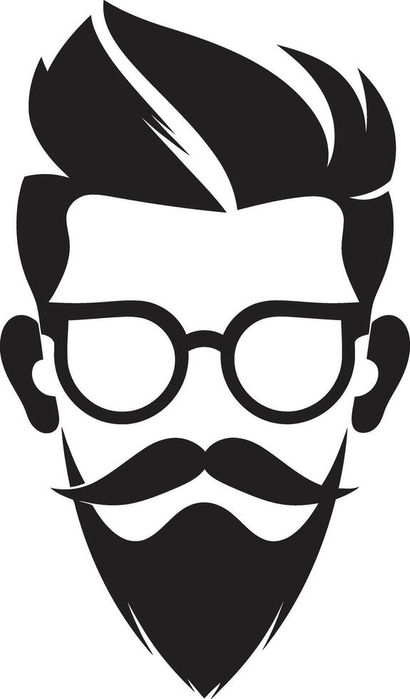 tendência bigodes Preto do desenho animado hipster homem face artístico fusão hipster homem face desenho animado dentro Preto vetor