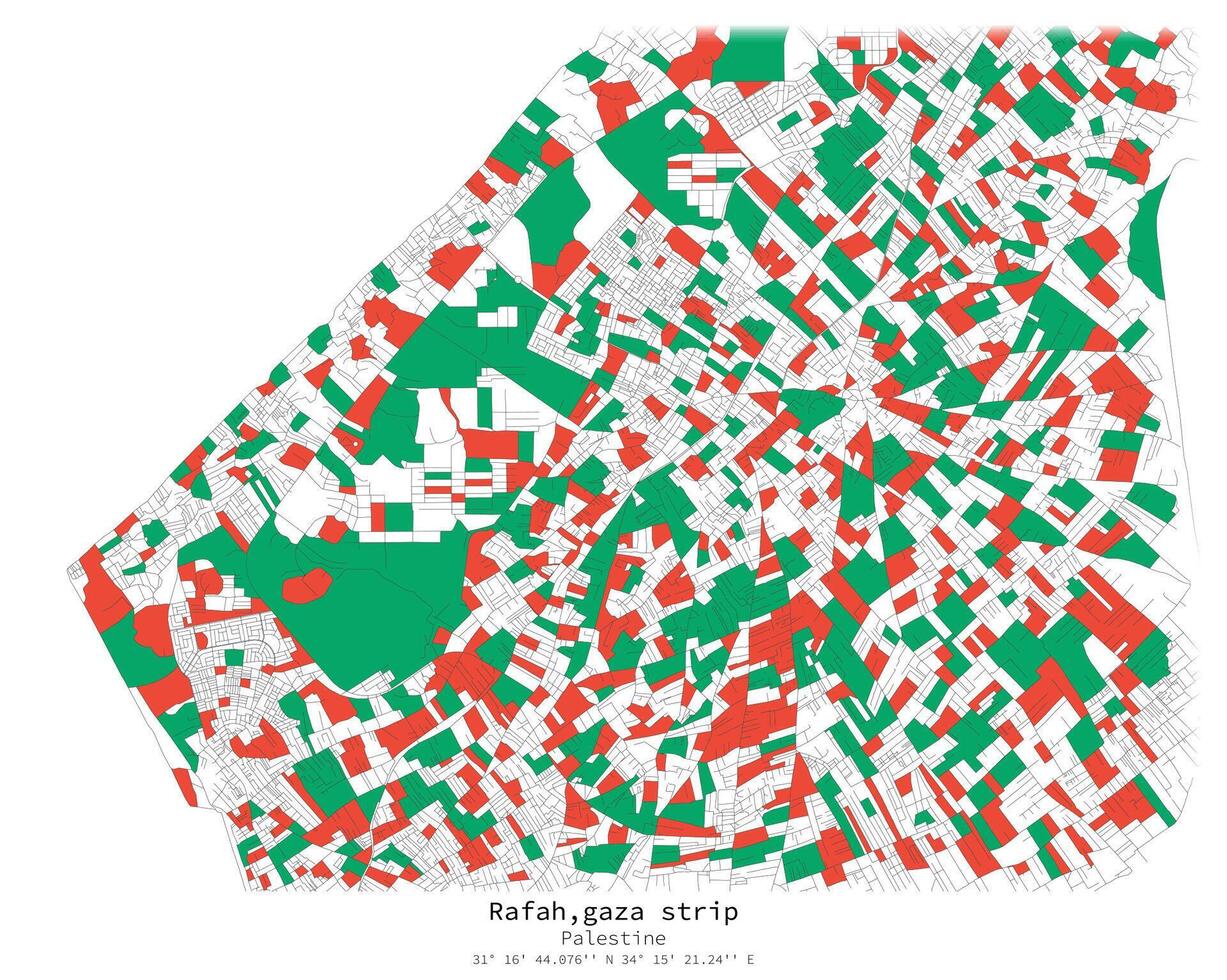 Rafah, Gaza faixa, Palestina,urbano detalhe ruas estradas cor mapa, elemento modelo imagem vetor