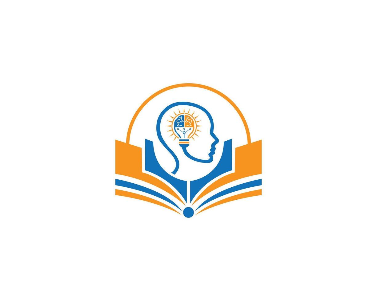 livro e humano cabeça Educação logotipo ícone Projeto conceito moderno modelo. vetor