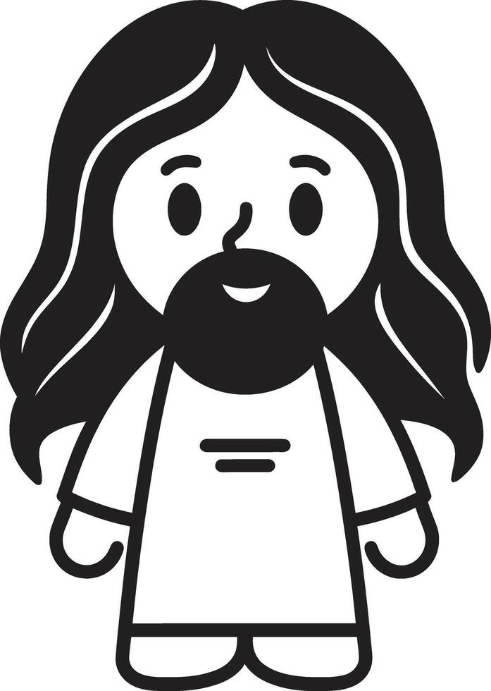 tipo salvador fofa Jesus Preto eterno amor desenho animado Jesus dentro Preto vetor