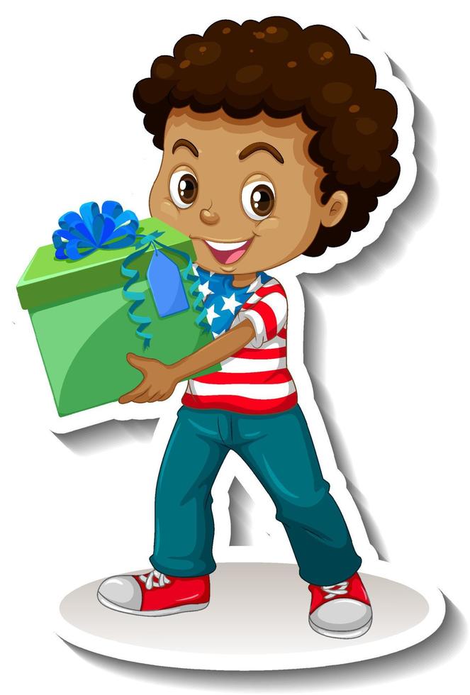 personagem de desenho animado de menino afro-americano vetor