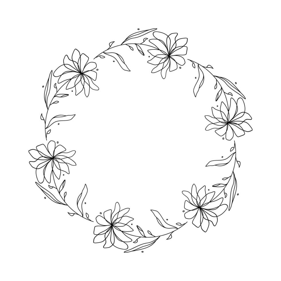 mão desenhado floral guirlanda em branco fundo vetor