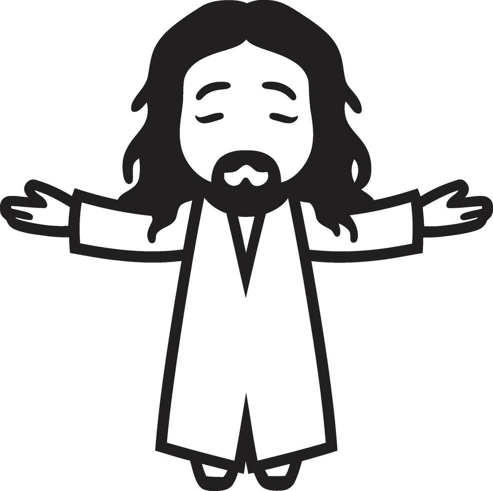 divino presença desenho animado Jesus dentro Preto □ Gentil edredom fofa Preto Jesus vetor