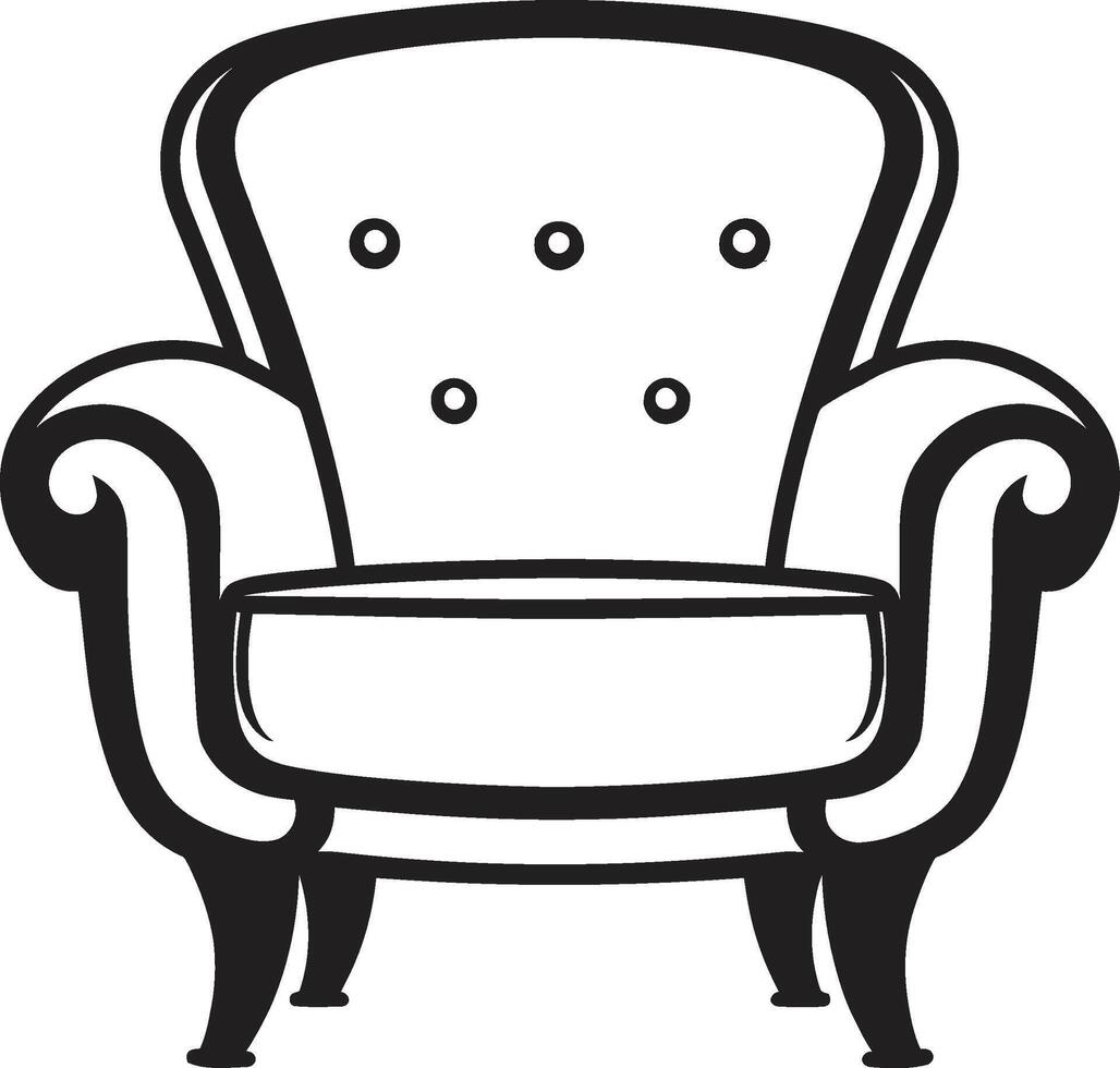 tranquilo elegância Preto relaxante cadeira ic emblema elegante zen Preto cadeira simbólico marca vetor