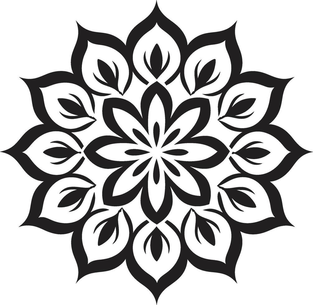 zen Flor mandala com intrincado padronizar dentro Preto divino mandala Preto emblema revelação vetor