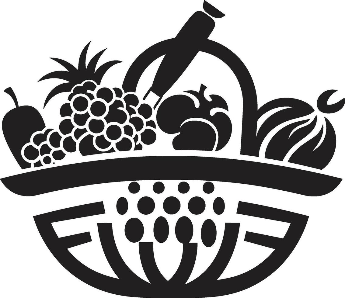 fruta sinfonia ic Preto s definir a harmonia do nutriente embalado frutas dentro uma à moda nutrição elegância chique Preto s retratar a nutricional brilho do uma fruta cesta vetor