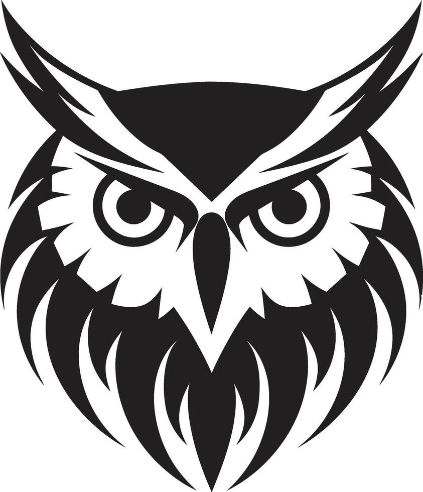 noturno guardião à moda ilustração com elegante coruja emblema elegante coruja intrincado Preto para moderno branding vetor