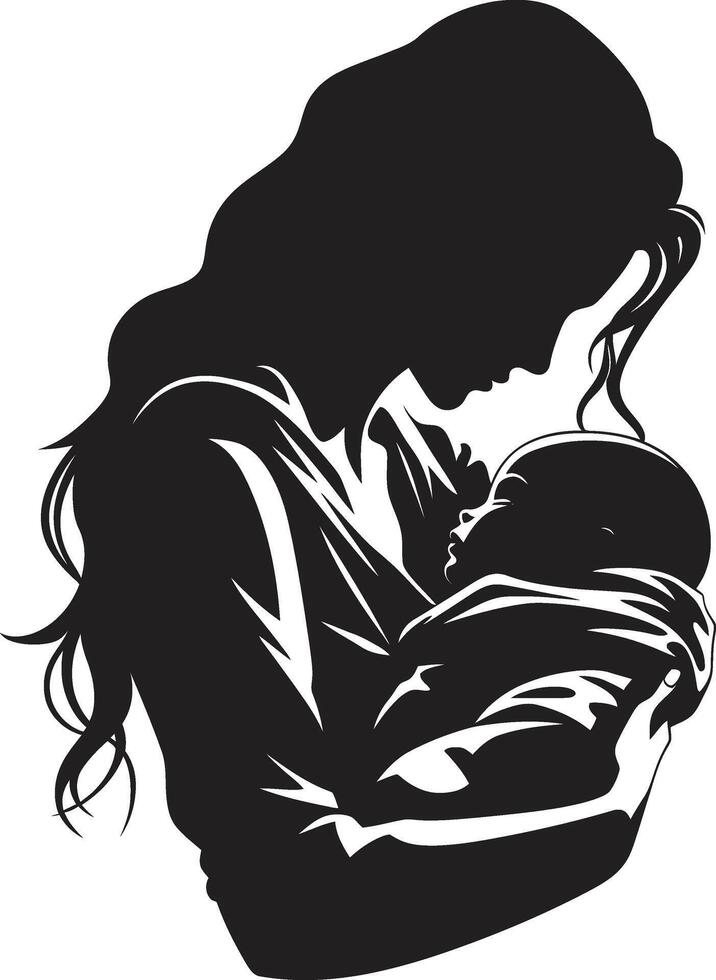infinito afeição para maternidade □ Gentil guardião mãe segurando bebê emblema vetor