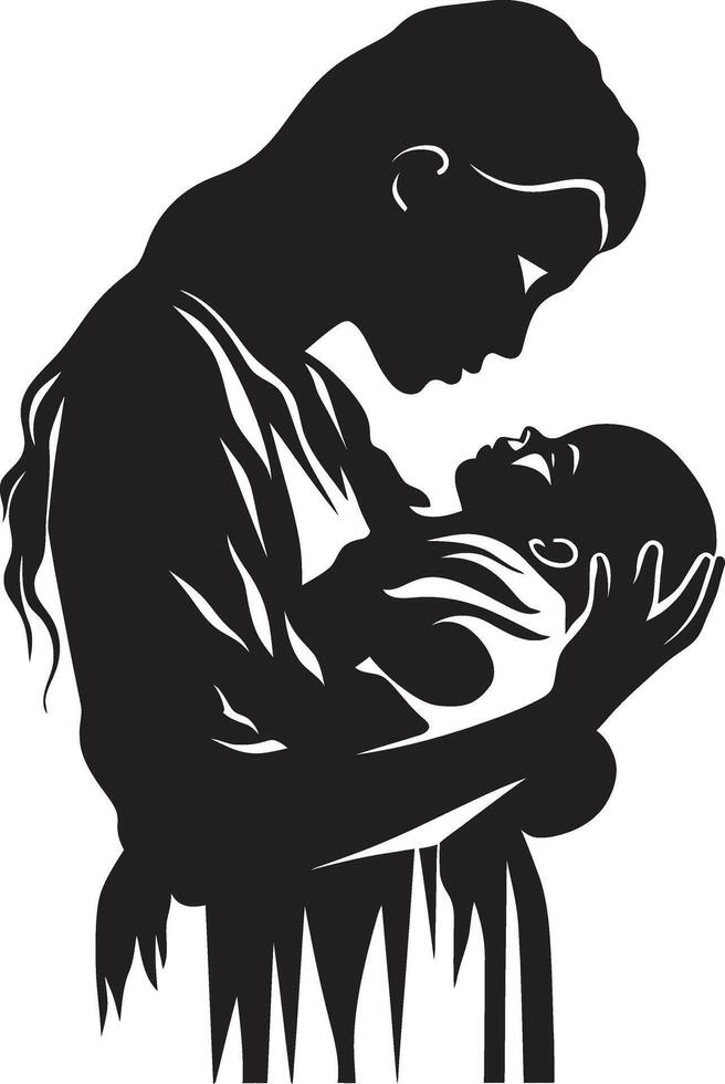alegre vínculo emblemático elemento para mãe e bebê eterno ternura do mãe segurando criança vetor