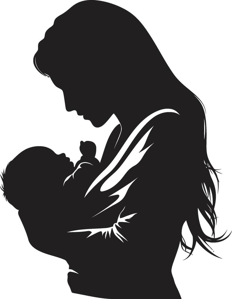 nutrir alegria do mãe segurando recém-nascido materno serenidade emblemático com mãe e bebê vetor