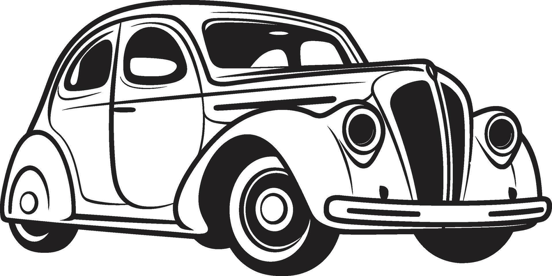 Antiguidade auto adornos rabisco linha arte Tempo honrado transporte ic elemento do vintage carro vetor