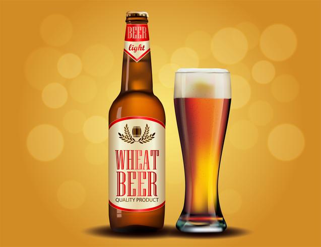 Design de propaganda de cerveja. Modelo de cartaz para design de pacote de anúncio de cerveja branca clássica. vetor