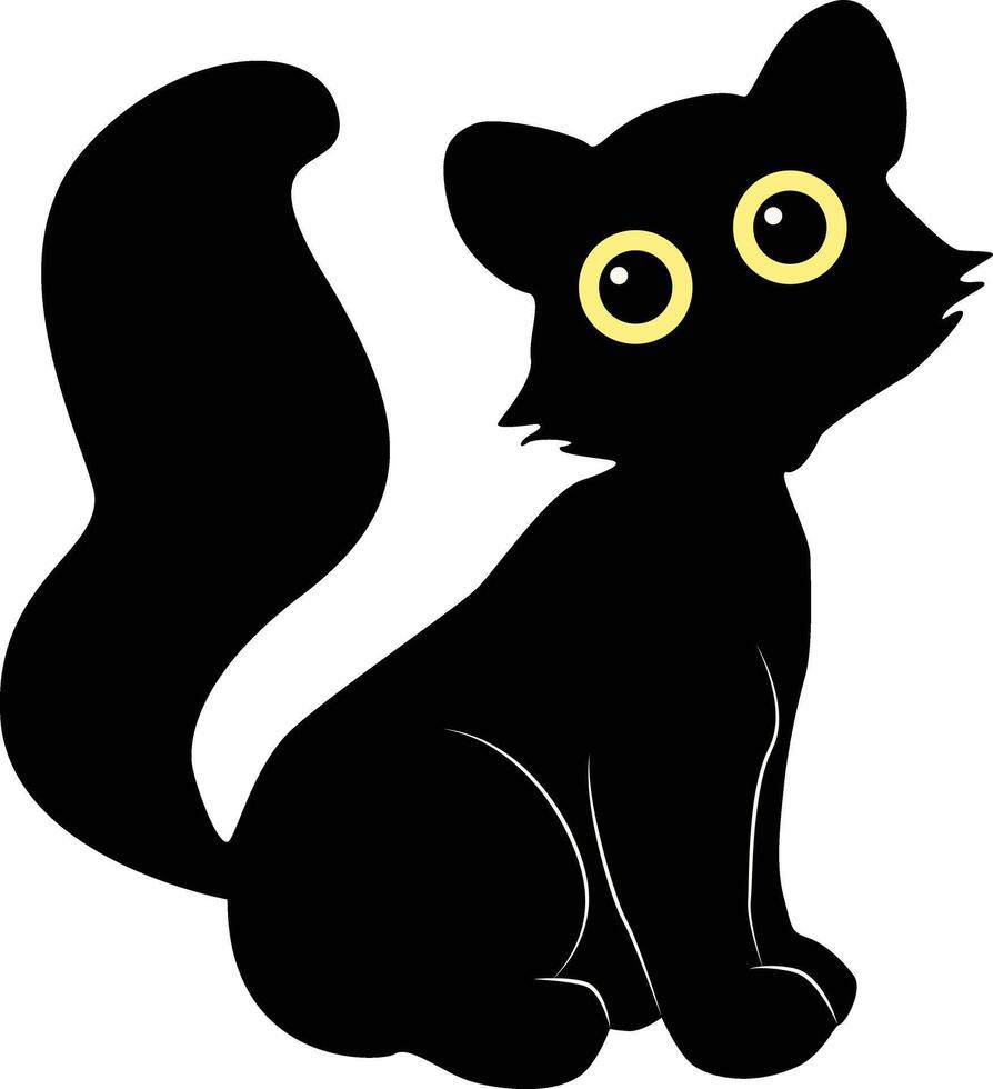 feliz internacional gato dia silhueta. ilustração com plano desenho animado Projeto vetor