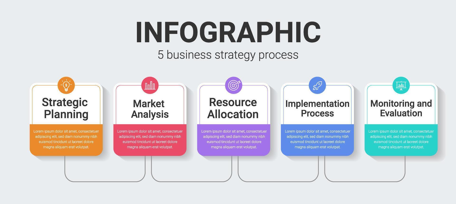 infográfico 5 o negócio estratégia processo com ícones. moderno 5 passos ou opções o negócio infográfico. vetor