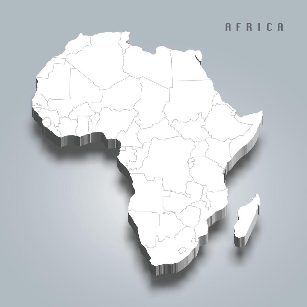 3d mapa do África com contries fronteiras vetor