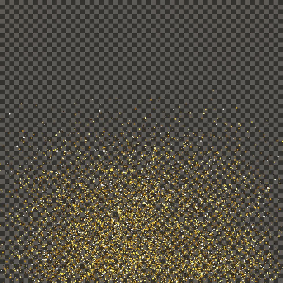 ouro cintilante poeira em uma cinzento fundo. poeira com ouro brilhar efeito e esvaziar espaço para seu texto. ilustração vetor