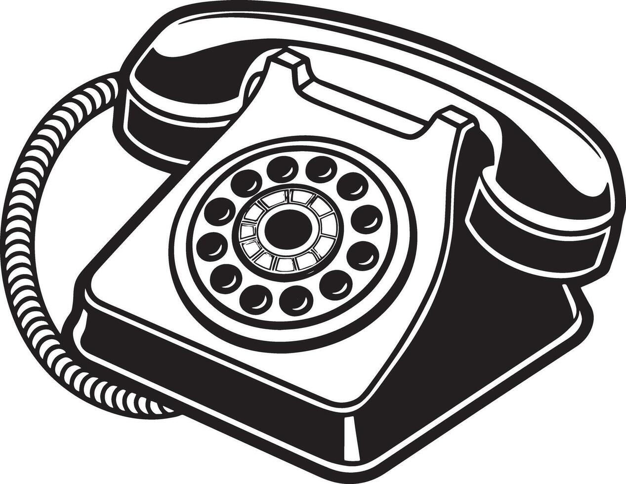 retro Preto Telefone isolado em uma branco fundo. ilustração. vetor