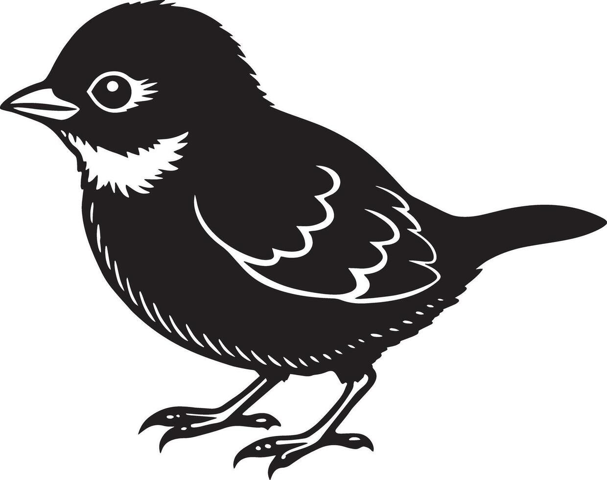 Preto pássaro isolado em branco fundo, ilustração, vetor