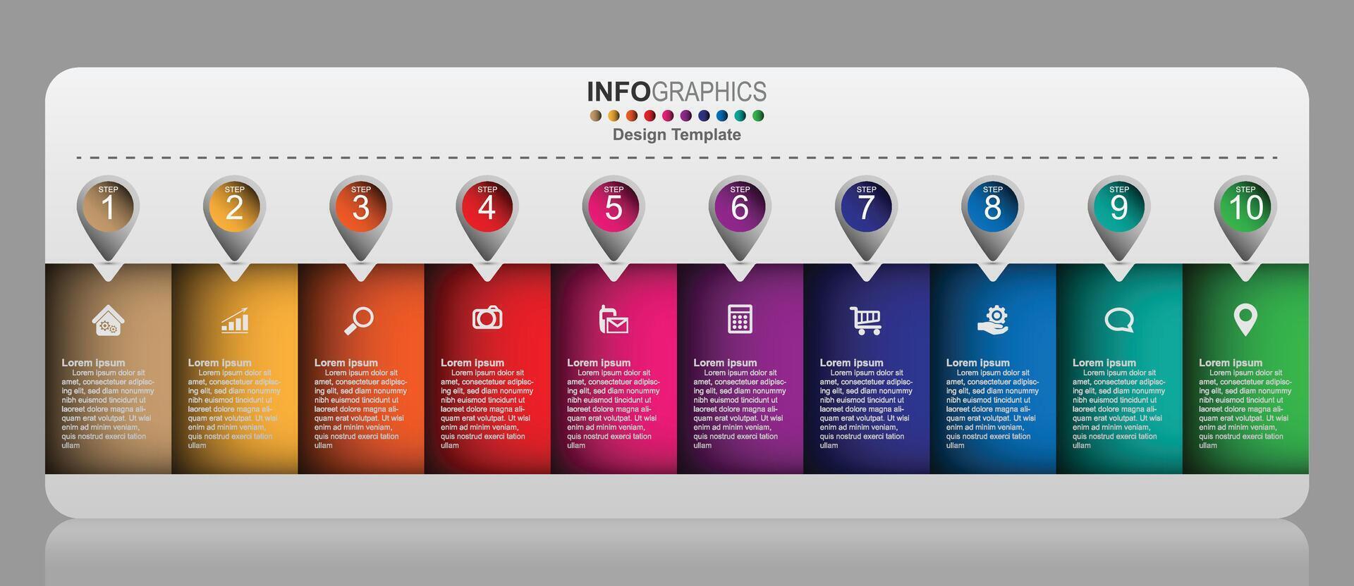 criativo infográfico Projeto modelo, o negócio conceito com 10 opções, passos ou processos. vetor