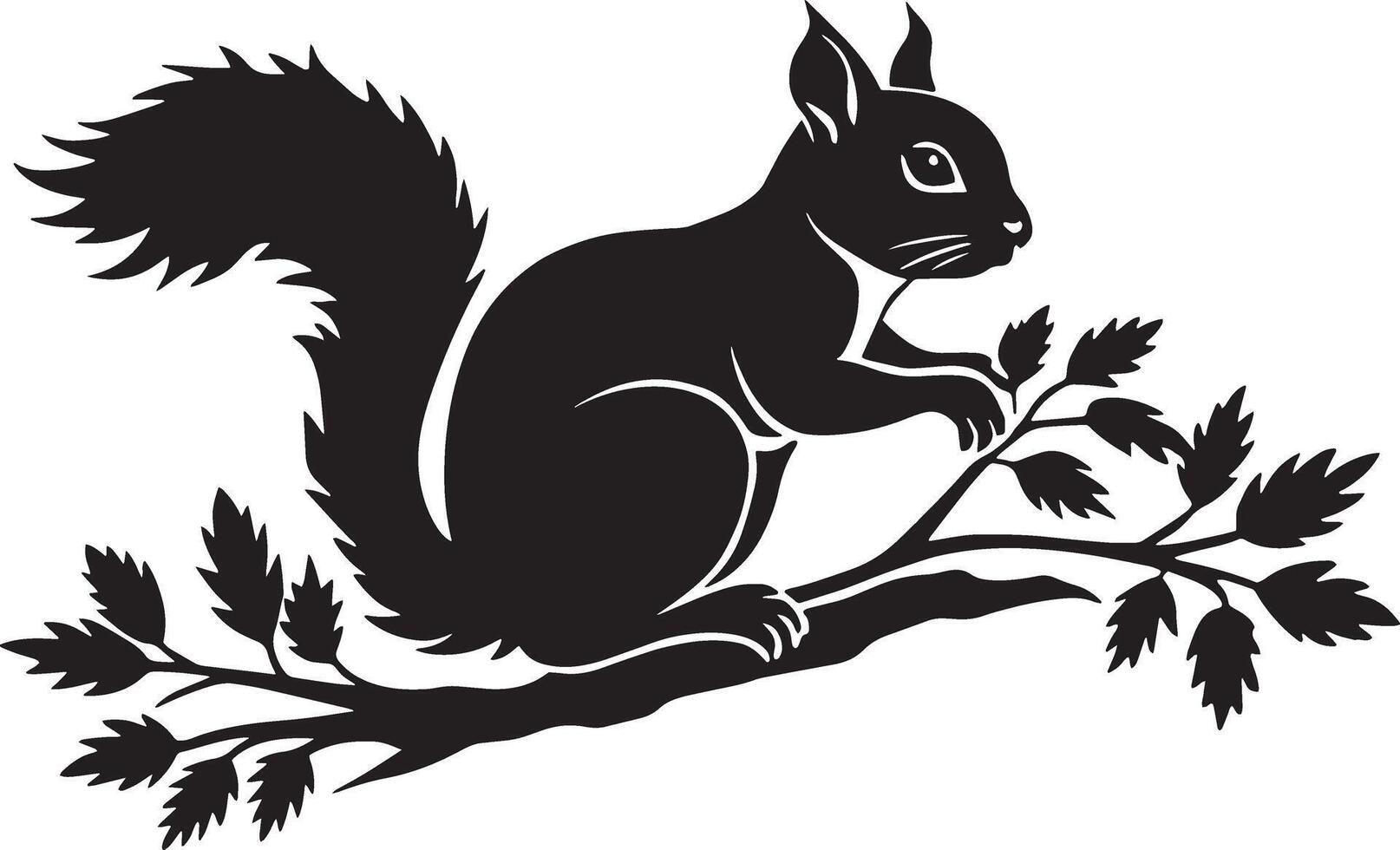 esquilo sentado em uma árvore ramo. ilustração isolado em branco fundo. vetor