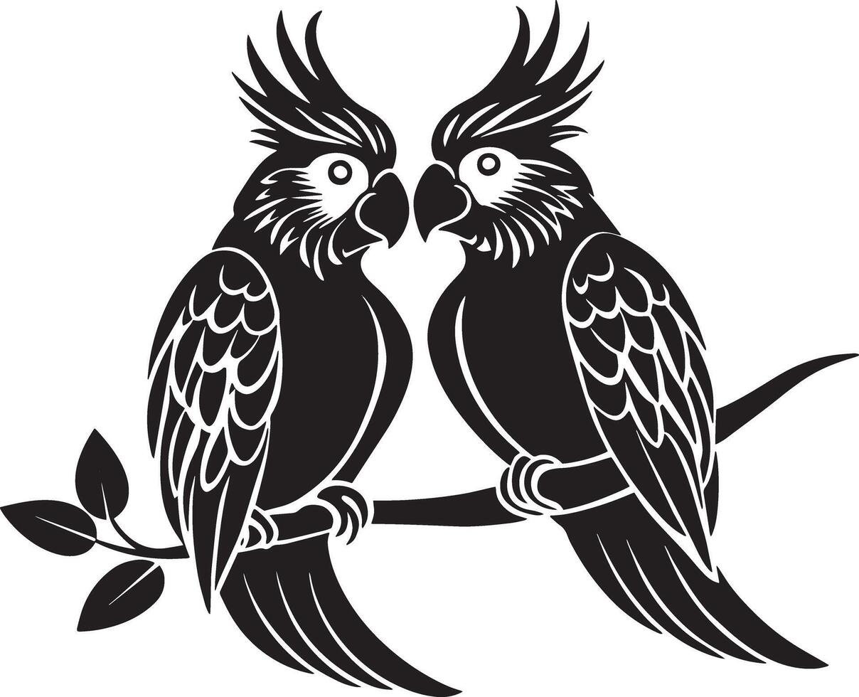 casal do papagaios sentado em uma ramo. ilustração. vetor