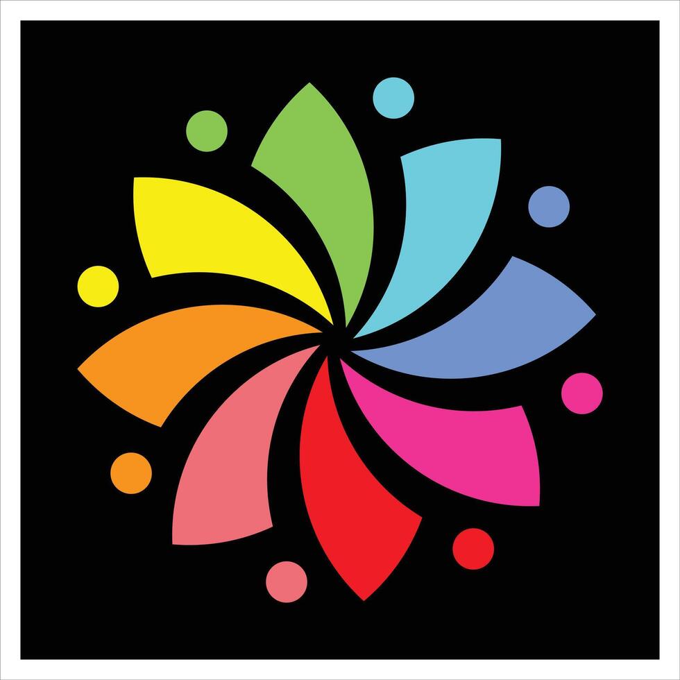 União símbolo, flor, florista, arredondado gradiente, lindo ícone, logotipo, ilustração colori salpicos e bolhas dentro abstrato invertido cinzento fundo arquivo. vetor