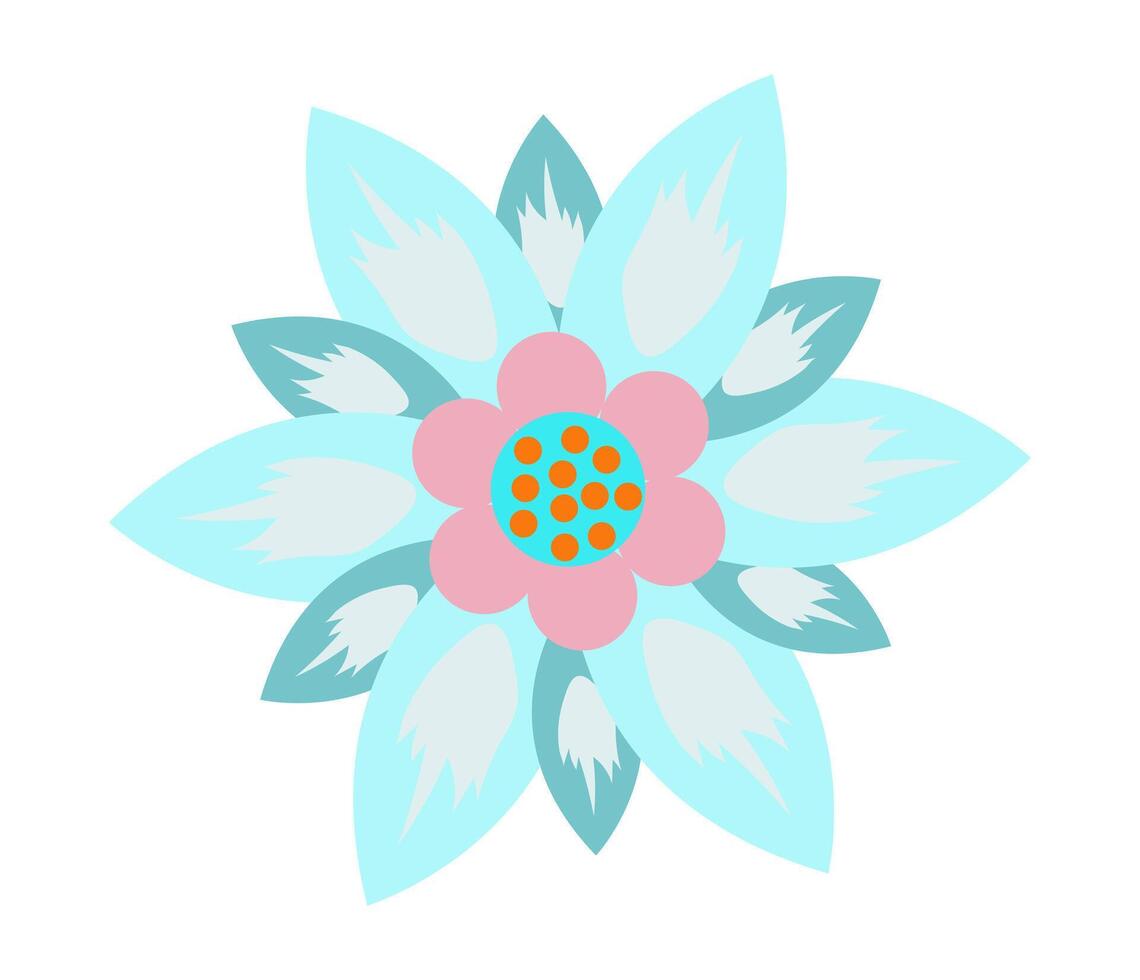 abstrato flor cabeça dentro plano Projeto. vívido azul Flor com geometria formas. ilustração isolado. vetor