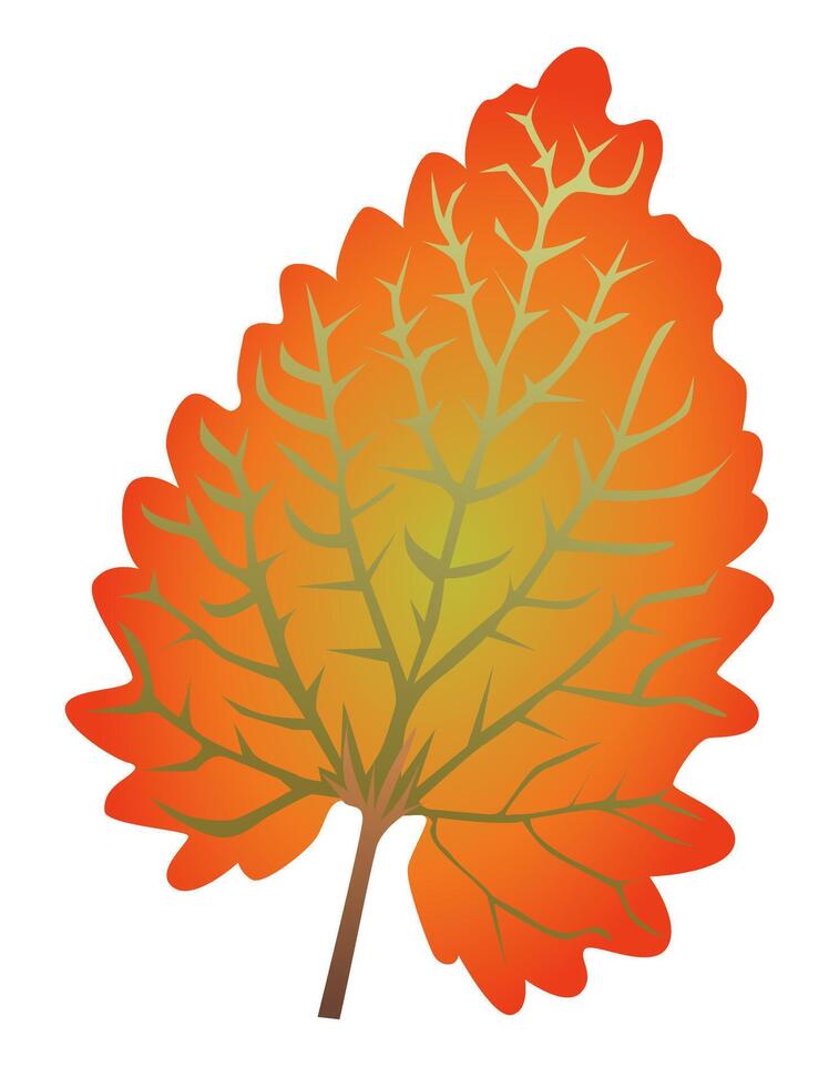 laranja folha com veias dentro plano Projeto. decorativo texturizado folhagem em galho. ilustração isolado. vetor