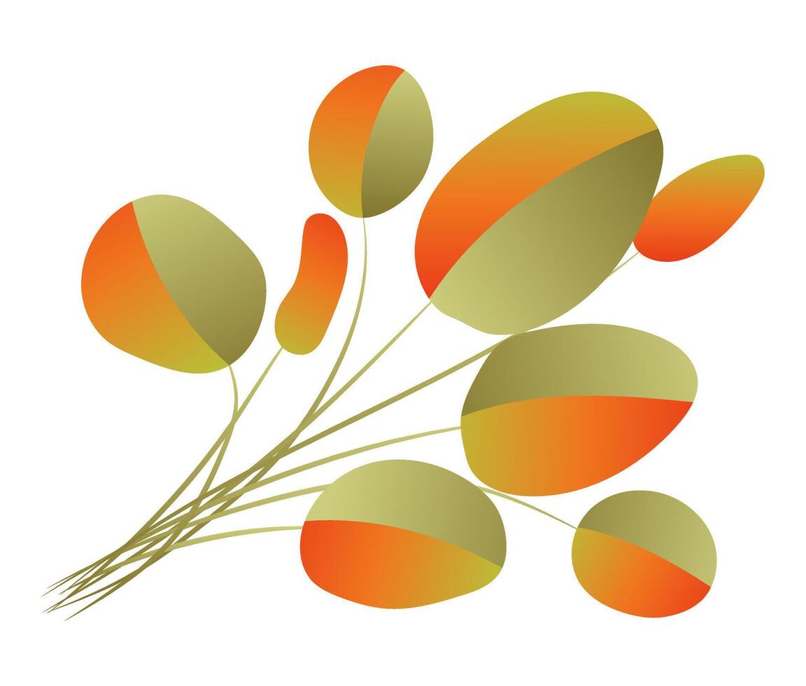 abstrato outono folhas dentro plano Projeto. laranja e verde folhagem ramo. ilustração isolado. vetor