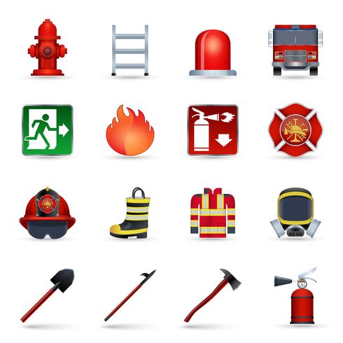 Conjunto de ícones de bombeiro vetor