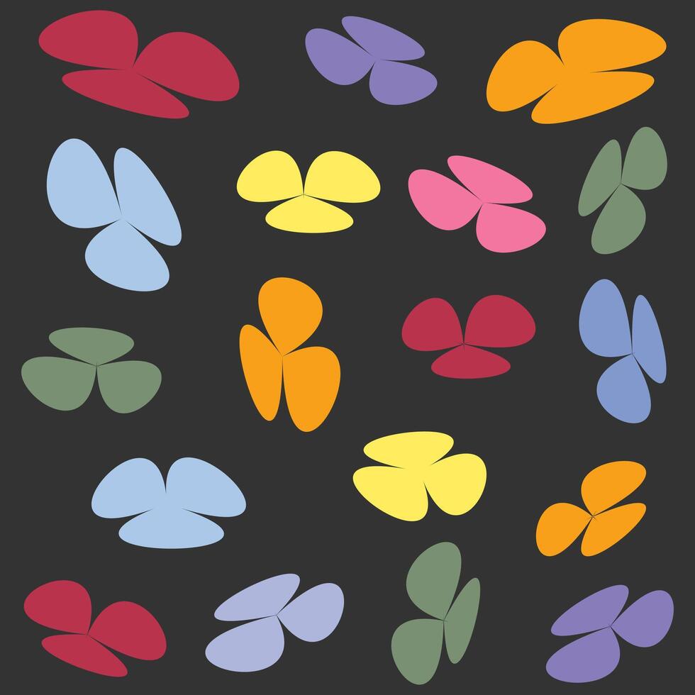 a fundo ilustração tem uma multicolorido flor padrão, uma Preto fundo vetor