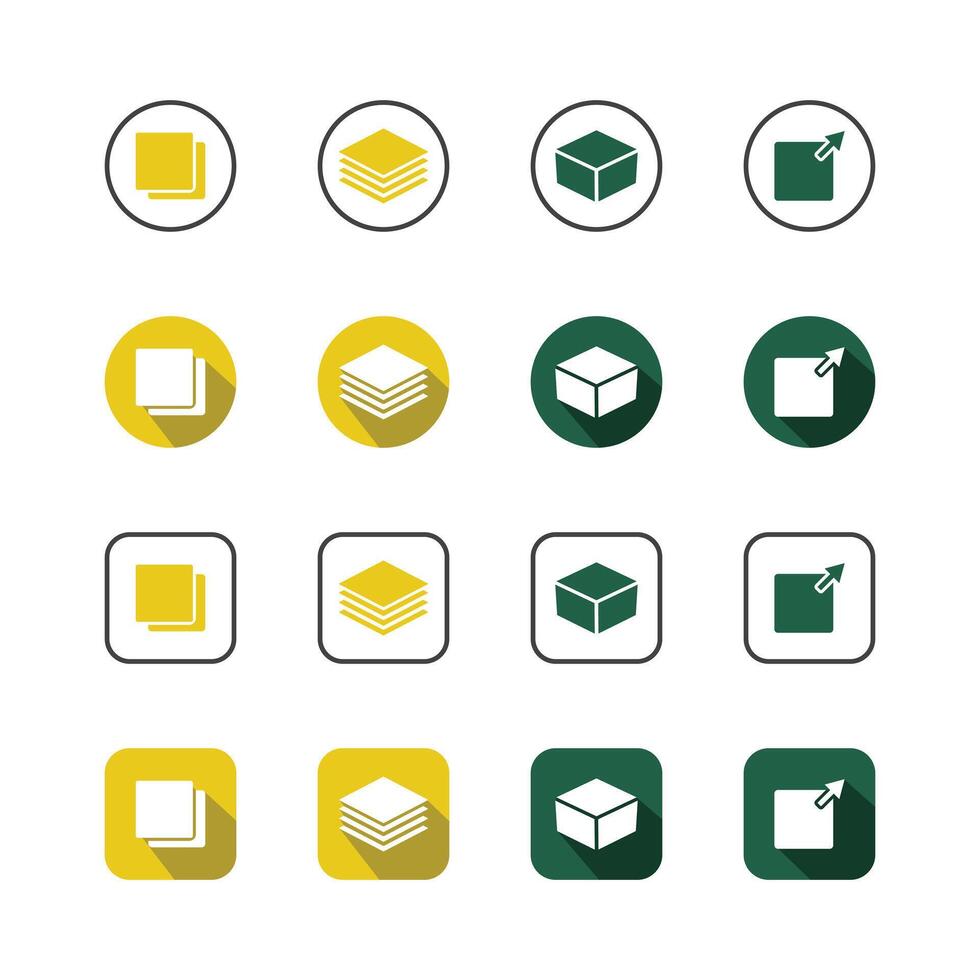 coleção do ícones definir, plano colori com sombras. fino linha ícones definir. plano ilustração vetor