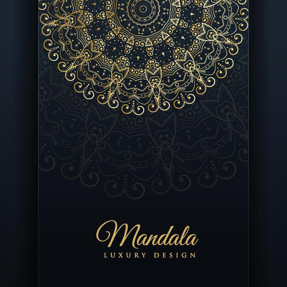 Fundo de desenho de mandala ornamental de luxo na cor ouro vetor