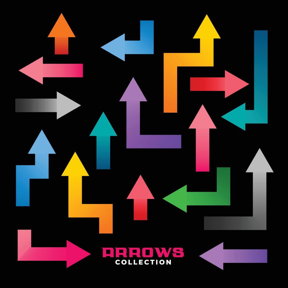 coleção do colorida geométrico instruções Setas; flechas conjunto vetor