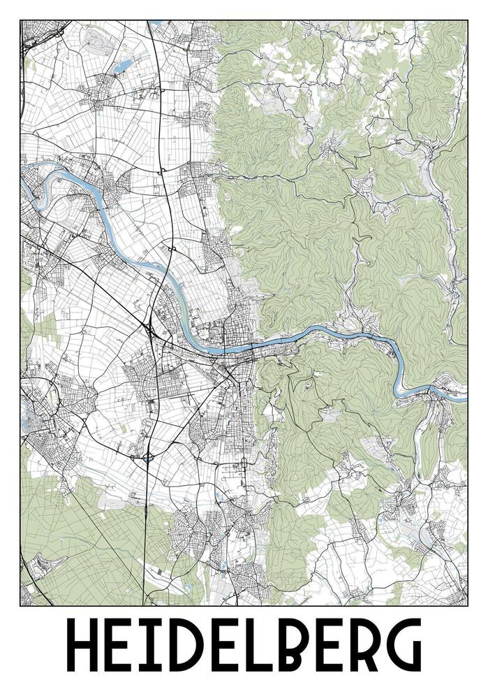 Heidelberg Alemanha mapa poster arte vetor