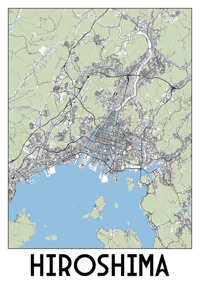 Hiroshima, Japão mapa poster arte vetor