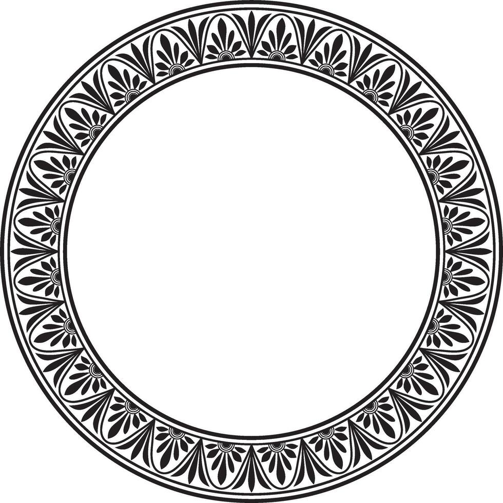 Preto monocromático volta clássico grego meandro ornamento. padrão, círculo do antigo Grécia. fronteira, quadro, anel do a romano Império vetor