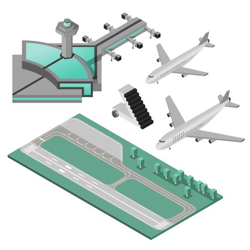 Conjunto de ícones do aeroporto vetor