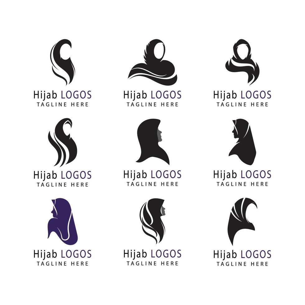 muslimah hijab logotipo modelo ilustração vetorial design vetor