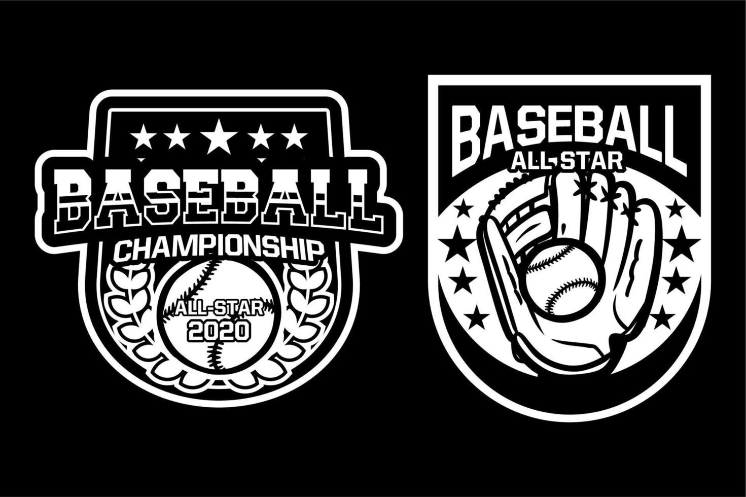 campeonato de beisebol todo estrela emblema logotipo emblema coleção preto e branco vetor