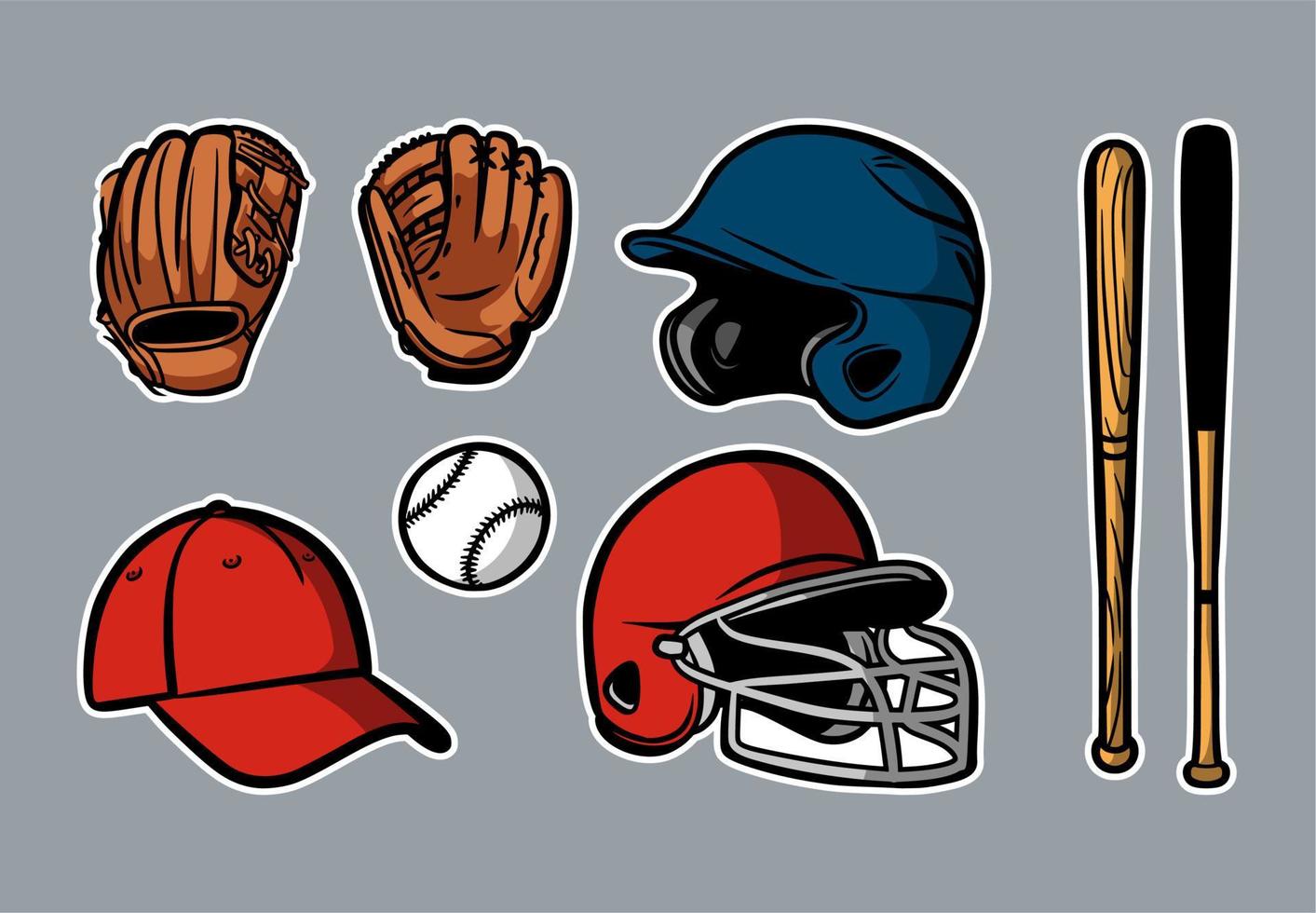 vetor de equipamento de beisebol definir logotipo de ícone de clipart